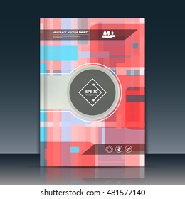 Abstract composition. Text frame surface. Red, blue pastel colored a4 brochure cover design. Title sheet model. Geometric shape icon. Modern vector front page. Ad banner form texture. Flier fiber font