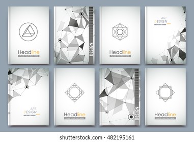 Abstract composition. Text frame surface. Black, white a4 brochure cover design. Official title sheet model set. Polygonal space. Logo icon. Vector front page font. Ad banner form texture. Flier fiber