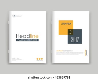 Abstract composition. Text frame surface box. White, yellow, black a4 brochure cover design. Title sheet model set. Financial analytic icon. Vector front page font. Ad banner form texture. Flier fiber