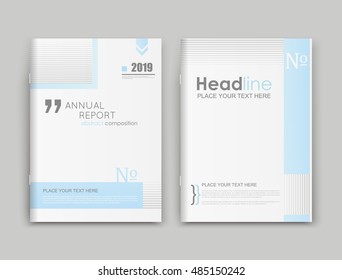 Abstract composition. Text frame surface. White a4 brochure cover design. Title sheet model set. Financial analytic. Blue lines, arrow icon. Vector front page font. Ad banner form texture. Flier fiber