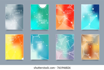 Abstract composition. Text frame surface. Green, yellow, blue, orange a4 brochure cover design. Title sheet model set. Polygonal space icon. Vector front page font. Ad banner form texture. Flier fiber