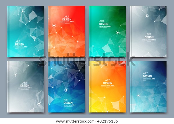 Abstract composition. Text frame surface. Green,\
yellow, blue, orange a4 brochure cover design. Title sheet model\
set. Polygonal space icon. Vector front page font. Ad banner form\
texture. Flier fiber