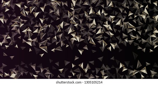 Abstract composition of  triangle. 3D vector illustration . Futuristic geometric background.  Gold  three-dimensional  geometric triangle in space.