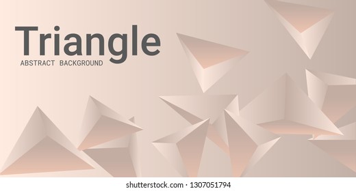 Abstract composition of  triangle. 3D vector illustration . Creative geometric background.  Gentle beige  three-dimensional  geometric triangle in space.