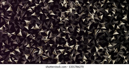 Abstract composition of  triangle. 3D vector illustration . Futuristic geometric background.  Gold  three-dimensional  geometric triangle in space.