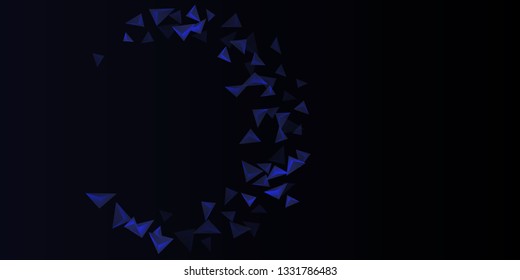 Abstract composition of  triangle. 3D vector illustration . Modern geometric background.  Indigo  three-dimensional  geometric triangle in space.