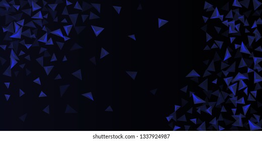 Abstract composition of  triangle. 3D vector illustration . Minimal geometric background.  Indigo  three-dimensional  geometric triangle in space.