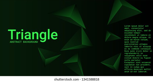Abstract composition of  triangle. 3D vector illustration . Modern geometric background.  Emerald  three-dimensional  geometric triangle in space.