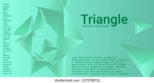 Abstract composition of  triangle. 3D vector illustration . Futuristic geometric background.  Green  three-dimensional  geometric triangle in space.