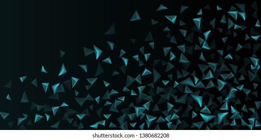 Abstract composition of  triangle. 3D vector illustration . Futuristic geometric background.  Turquoise  three-dimensional  geometric triangle in space.