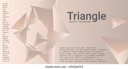 Abstract composition of  triangle. 3D vector illustration . Creative geometric background.  Gentle beige  three-dimensional  geometric triangle in space.