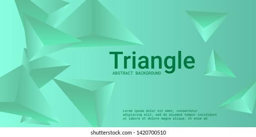 Abstract composition of  triangle. 3D vector illustration . Modern geometric background.  Green  three-dimensional  geometric triangle in space.