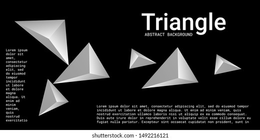 Abstract composition of  triangle. 3D vector illustration . Creative geometric background.  Metal  three-dimensional  geometric triangle in space.