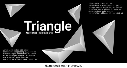 Abstract composition of  triangle. 3D vector illustration . Futuristic geometric background.  Metal  three-dimensional  geometric triangle in space.