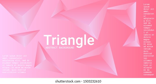 Abstract composition of  triangle. 3D vector illustration . Futuristic geometric background.  Pink  three-dimensional  geometric triangle in space.