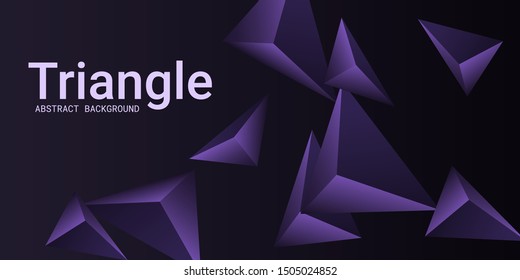 Abstract composition of  triangle. 3D vector illustration . Creative geometric background.  Violet  three-dimensional  geometric triangle in space.
