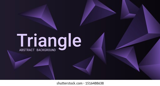 Abstract composition of  triangle. 3D vector illustration . Modern geometric background.  Violet  three-dimensional  geometric triangle in space.