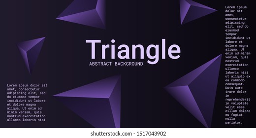 Abstract composition of  triangle. 3D vector illustration . Creative geometric background.  Violet  three-dimensional  geometric triangle in space.