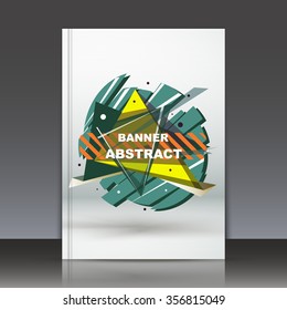 Abstract composition, triangle, circle text frame surface icon, logo sign, white a4 brochure title sheet, patent, creative figure construction, firm banner form image, fashionable EPS10 illustration