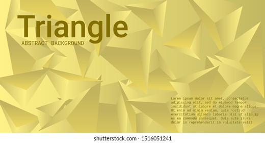 Abstract composition of  triangle. Creative geometric background.  3D vector illustration . Yellow  three-dimensional  geometric triangle in space.
