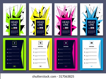 Abstract composition, triangle explosion, business card set, smeary paint blur, sloppy surface, soiled correspondence letter collection, splotchy brochure title sheet, EPS 10 vector illustration