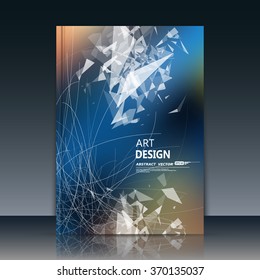 Abstract composition, triangle font texture, white transparent part construction, blue a4 brochure title sheet, creative figure icon, logo sign surface, firm banner form, futuristic flier fiber, EPS10