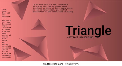 Abstract composition of  triangle. Futuristic geometric background.  3D vector illustration . Burgundy  three-dimensional  geometric triangle in space.