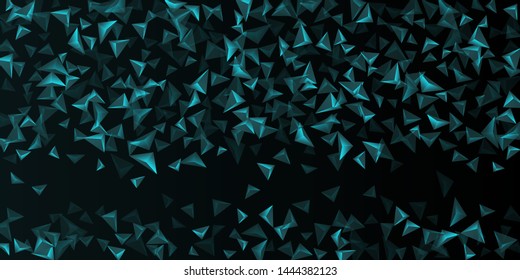 Abstract composition of  triangle. Futuristic geometric background.  3D vector illustration . Turquoise  three-dimensional  geometric triangle in space.