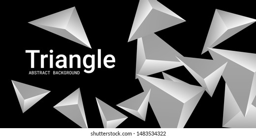 Abstract composition of  triangle. Futuristic geometric background.  3D vector illustration . Metal  three-dimensional  geometric triangle in space.
