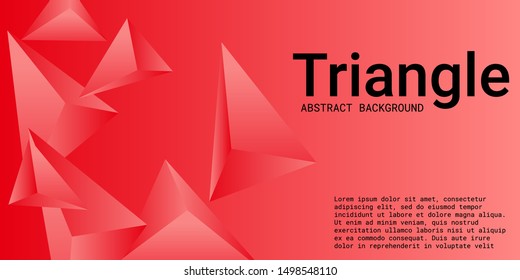 Abstract composition of  triangle. Futuristic geometric background.  3D vector illustration . Red  three-dimensional  geometric triangle in space.