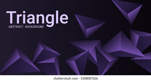Abstract composition of  triangle. Futuristic geometric background.  3D vector illustration . Violet  three-dimensional  geometric triangle in space.