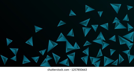 Abstract composition of  triangle. Minimal geometric background.  3D vector illustration . Emerald  three-dimensional  geometric triangle in space.