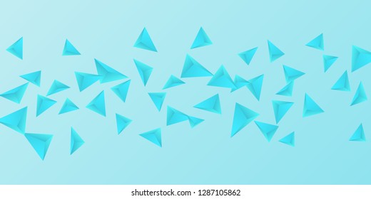 Abstract composition of  triangle. Minimal geometric background.  3D vector illustration . Blue  three-dimensional  geometric triangle in space.