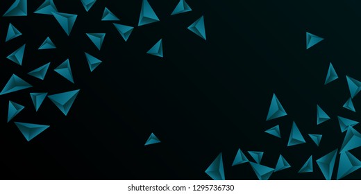 Abstract composition of  triangle. Minimal geometric background.  3D vector illustration . Emerald  three-dimensional  geometric triangle in space.