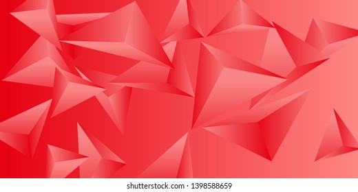 Abstract composition of  triangle. Minimal geometric background.  3D vector illustration . Red  three-dimensional  geometric triangle in space.