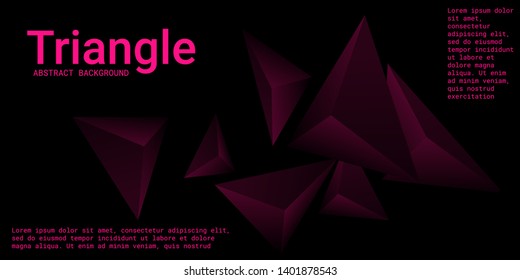 Abstract composition of  triangle. Minimal geometric background.  3D vector illustration . Mangent  three-dimensional  geometric triangle in space.