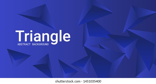 Abstract composition of  triangle. Minimal geometric background.  3D vector illustration . Blue  three-dimensional  geometric triangle in space.