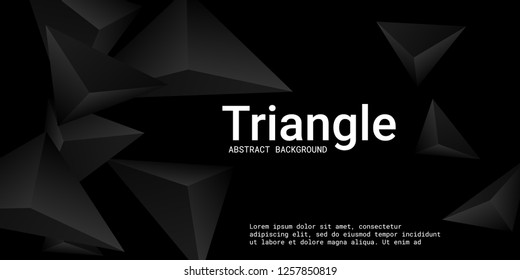 Abstract composition of  triangle. Modern geometric background.  3D vector illustration . Black  three-dimensional  geometric triangle in space.