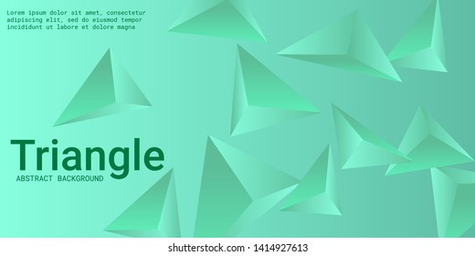 Abstract composition of  triangle. Modern geometric background.  3D vector illustration . Green  three-dimensional  geometric triangle in space.
