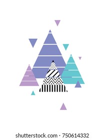 Abstract composition of triangles and geometric ornament. Geometric mountains. Vector illustration.