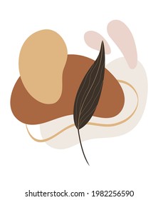 Abstrakte Zusammensetzung mit tropischen Blättern. Terrakotta- und Nudelfarben. Moderner Flachstil.Vector EPS10.
