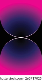 Abstract composition with two symmetrical shapes and vibrant pink blue gradient