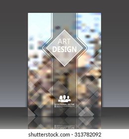 Abstract composition, urban city view, brochure title sheet, square blocks, mosaic inlay, crystal lattice, motley puzzle construction, logo base, people commercial icon, EPS 10 vector illustration