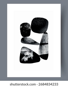 An Abstract Composition Utilizing Black and White Shapes in an Artistic and Aesthetic Manner