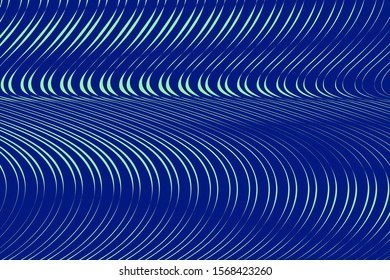 Abstract composition of vertical, curves, swirling, colored, gradient lines on a dark background. Vector image.