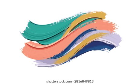 Abstract composition of vibrant paint strokes in various colors and textures