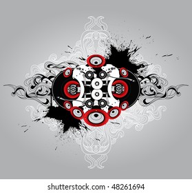 abstract  composition with  vinyl player