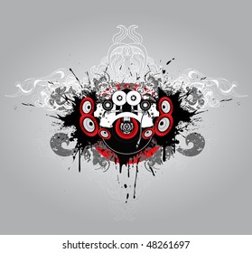 abstract  composition with  vinyl player