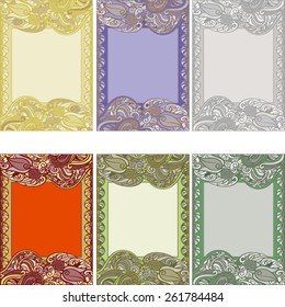 Abstract composition with warm color tones, framing of decorative elements on the perimeter.