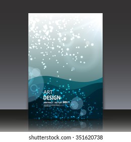 Abstract composition, water circle effect icon, air bead in ocean, round shine, light ray in sea font, a4 brochure title sheet, oxygen bulb, elegant blue backdrop surface, creative EPS10 illustration